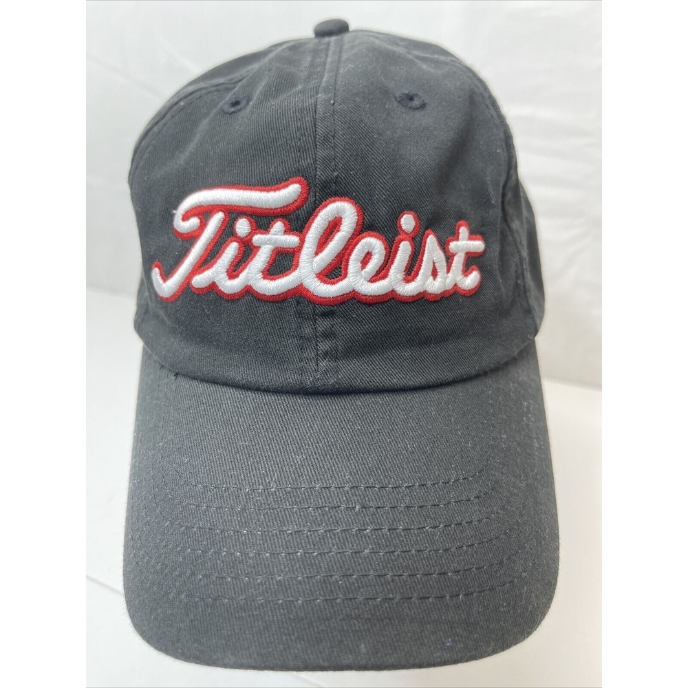 Titleist Hat Cap Norwood Strap Back Black Red White lettering Mens